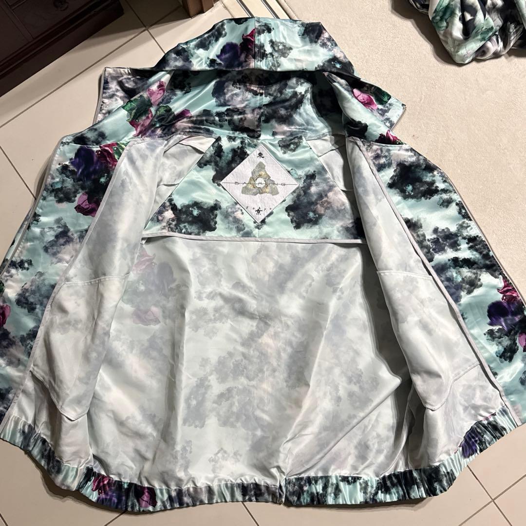 BALMUNG グラフィックビッグパーカー アイスグリーン 総柄 リブデザイン