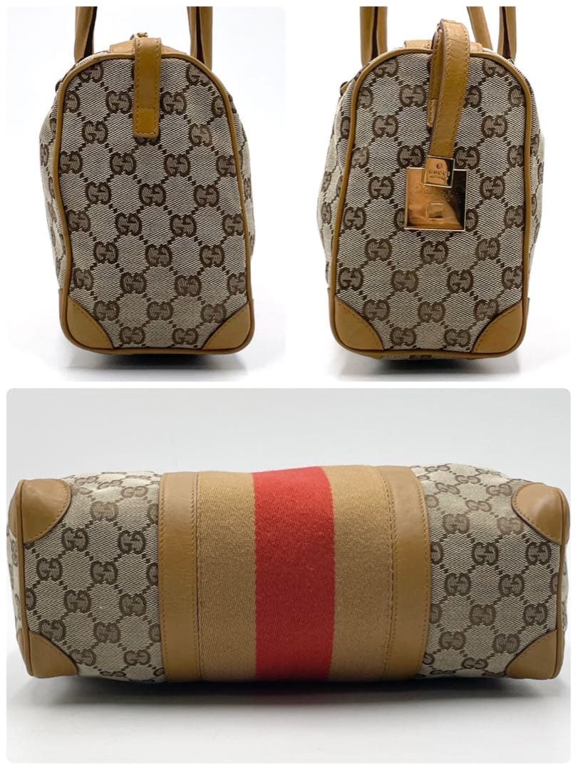 グッチ シェリーライン GGキャンバス ミニボストンバッグ ベージュ