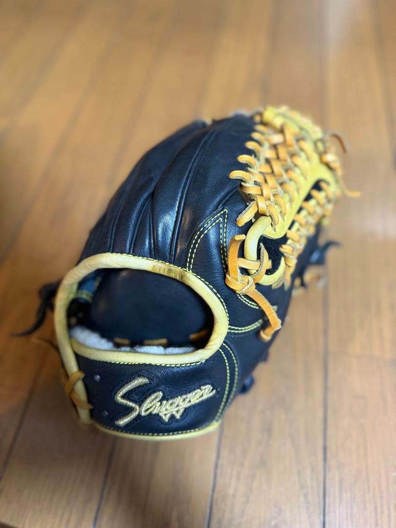 Slagger 軟式グローブ 黒/黄 収納袋付き