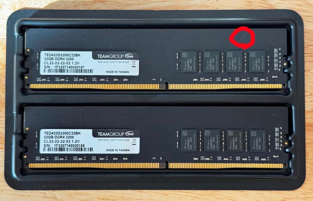 DDR4-3200 32GB 2枚 TED464G3200C22DC01