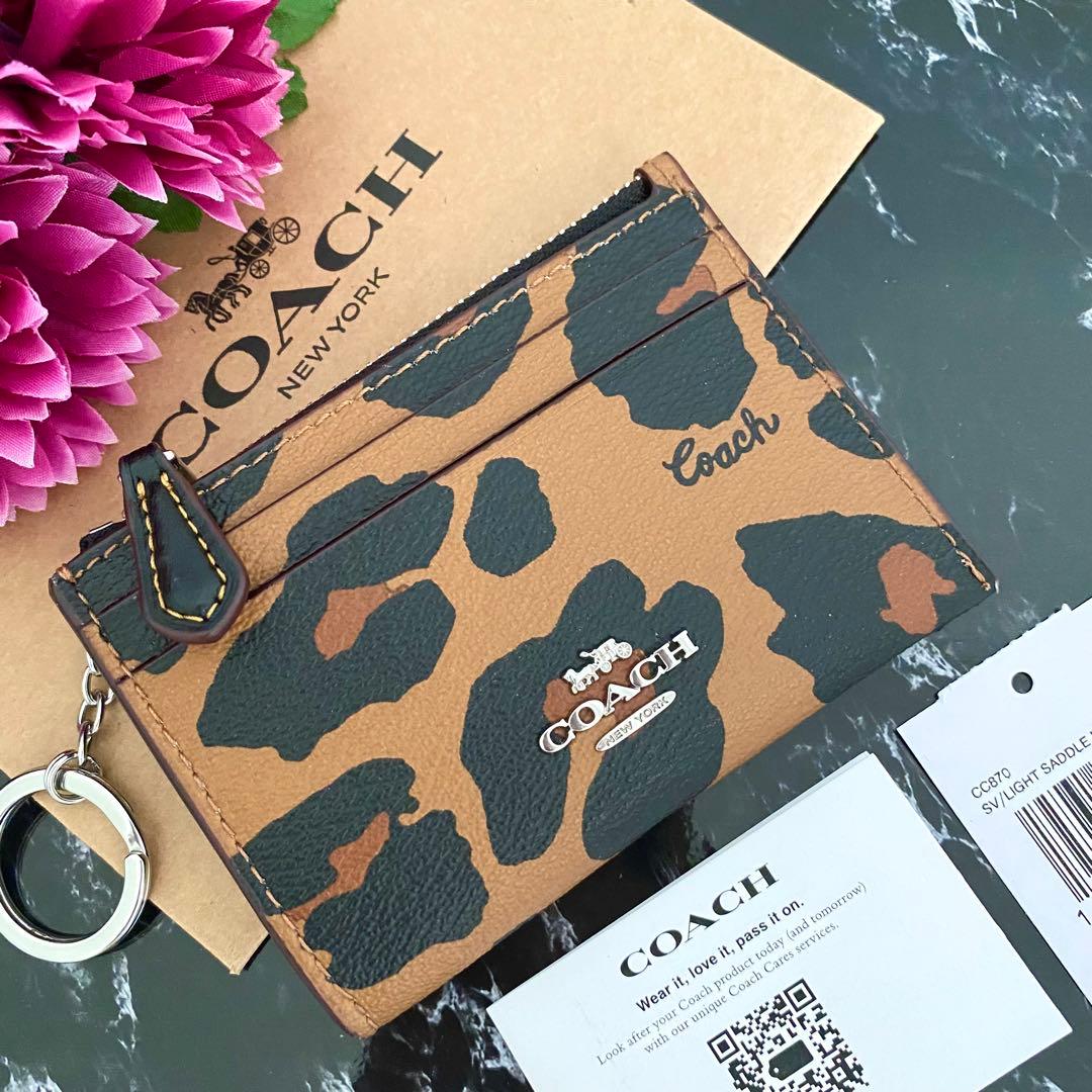 1 新品 COACH コーチ ケース 小銭入れ財布 ヒョウ柄