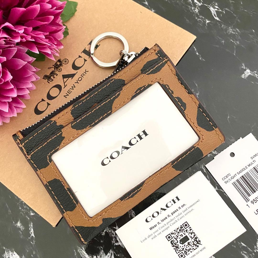 1 新品 COACH コーチ ケース 小銭入れ財布 ヒョウ柄