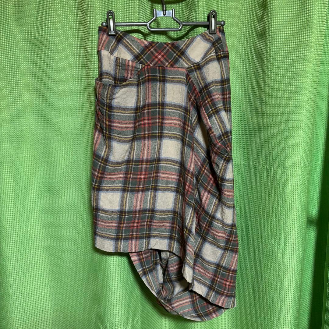 ヴィヴィアンウエストウッド アングロマニア チェック 変形ロングスカート 赤