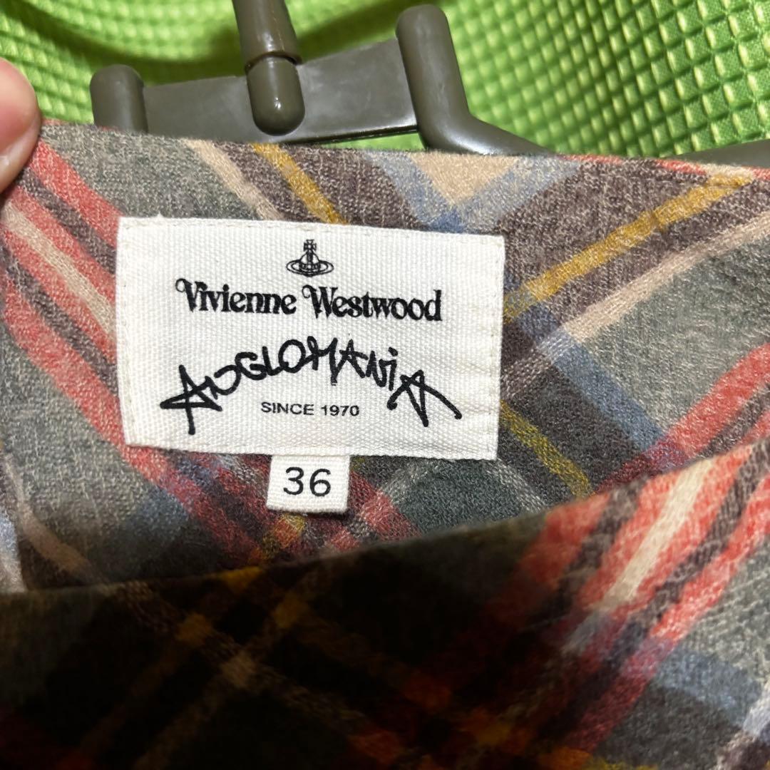 ヴィヴィアンウエストウッド アングロマニア チェック 変形ロングスカート 赤
