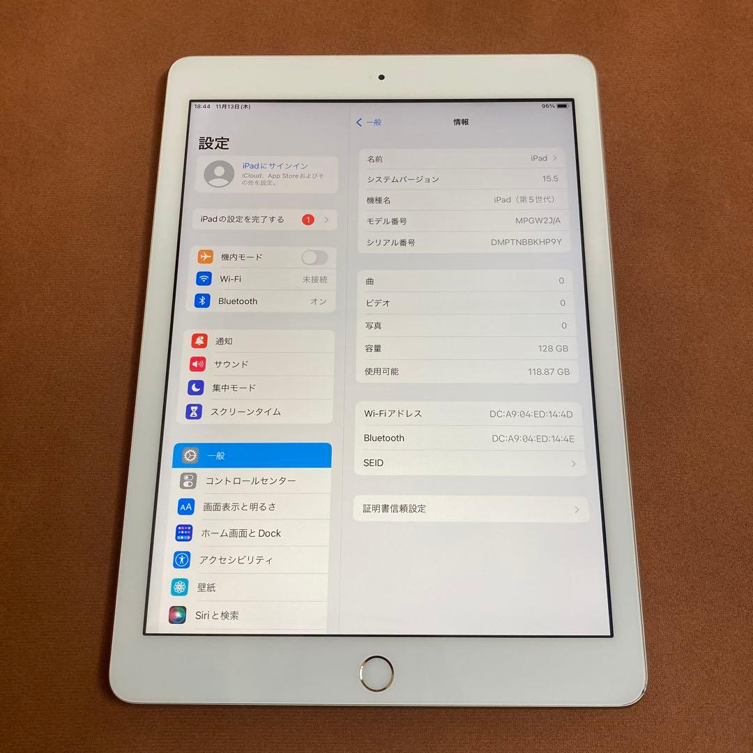 3134【早い者勝ち】電池最良好☆iPad5第5世代128GB WIFIモデル☆