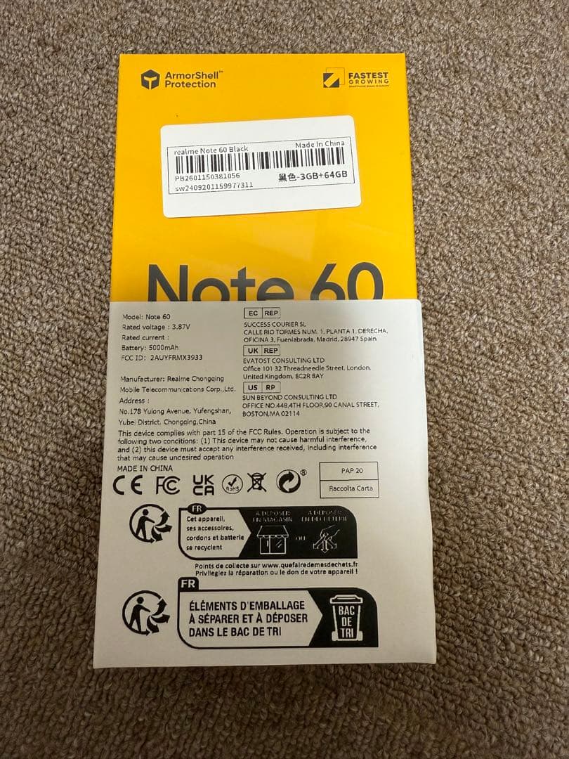 realme Note 60 32MPカメラ 3GB/64GB