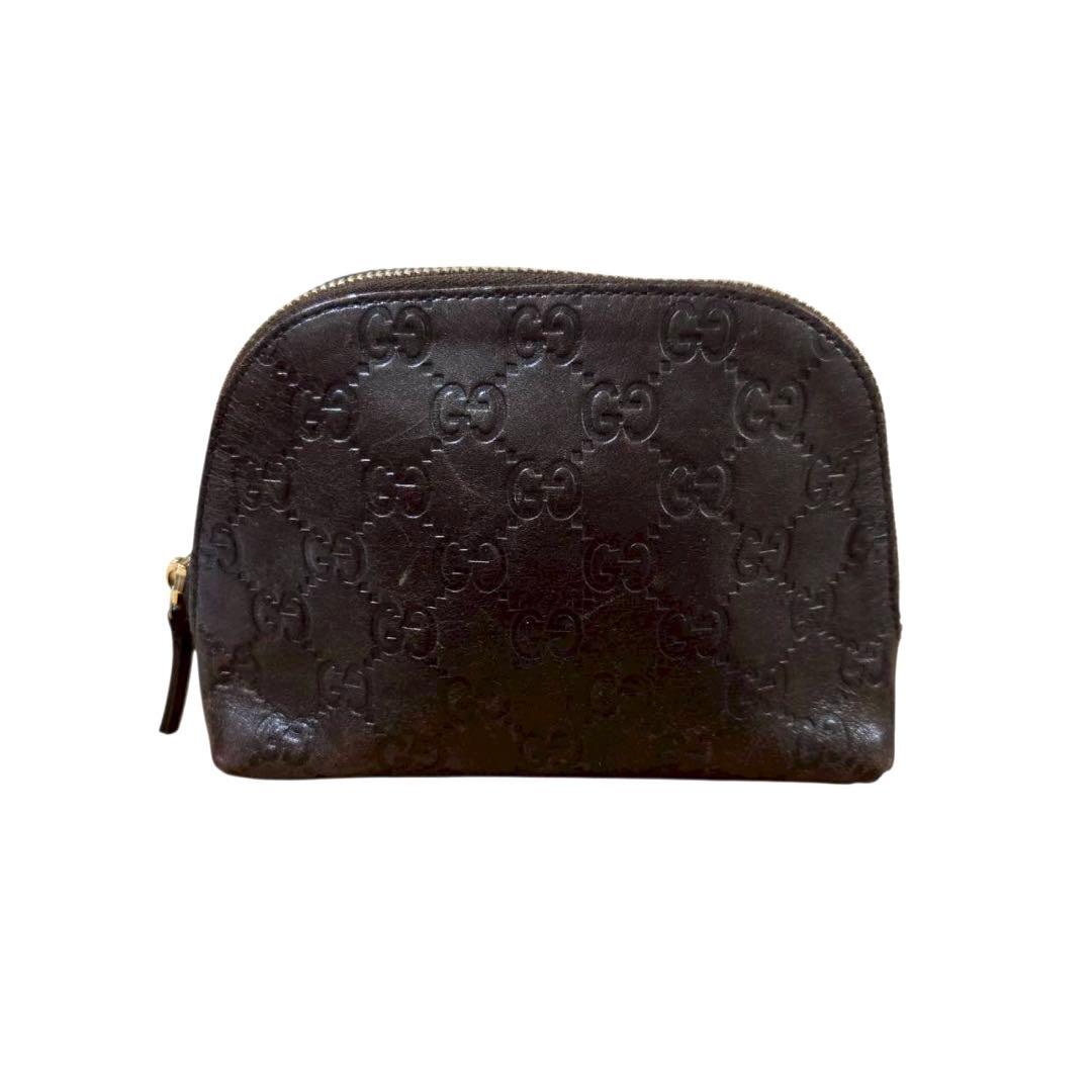 グッチ GG柄 レザーポーチ ブラウン 小物入れ 化粧ポーチ イタリア製