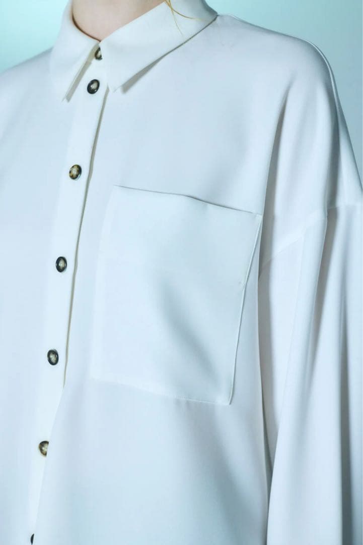 ENFOLDエンフォルドDRAPE-HEM SHIRTドレープヘムシャツ白シャツ