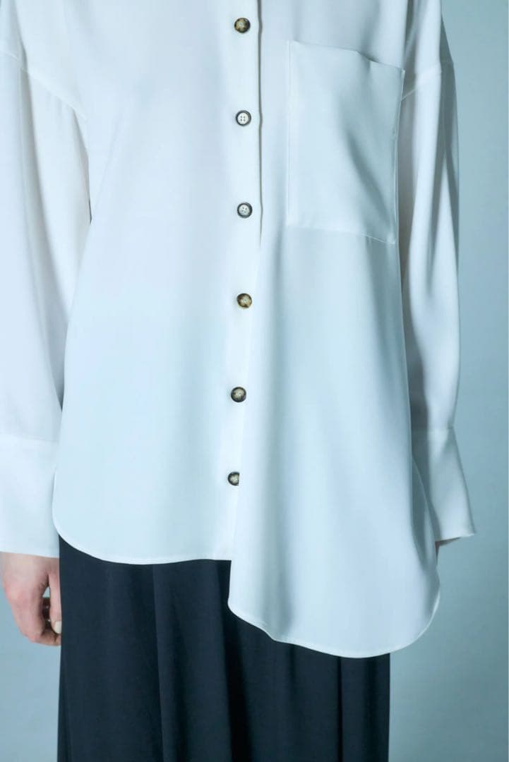 ENFOLDエンフォルドDRAPE-HEM SHIRTドレープヘムシャツ白シャツ