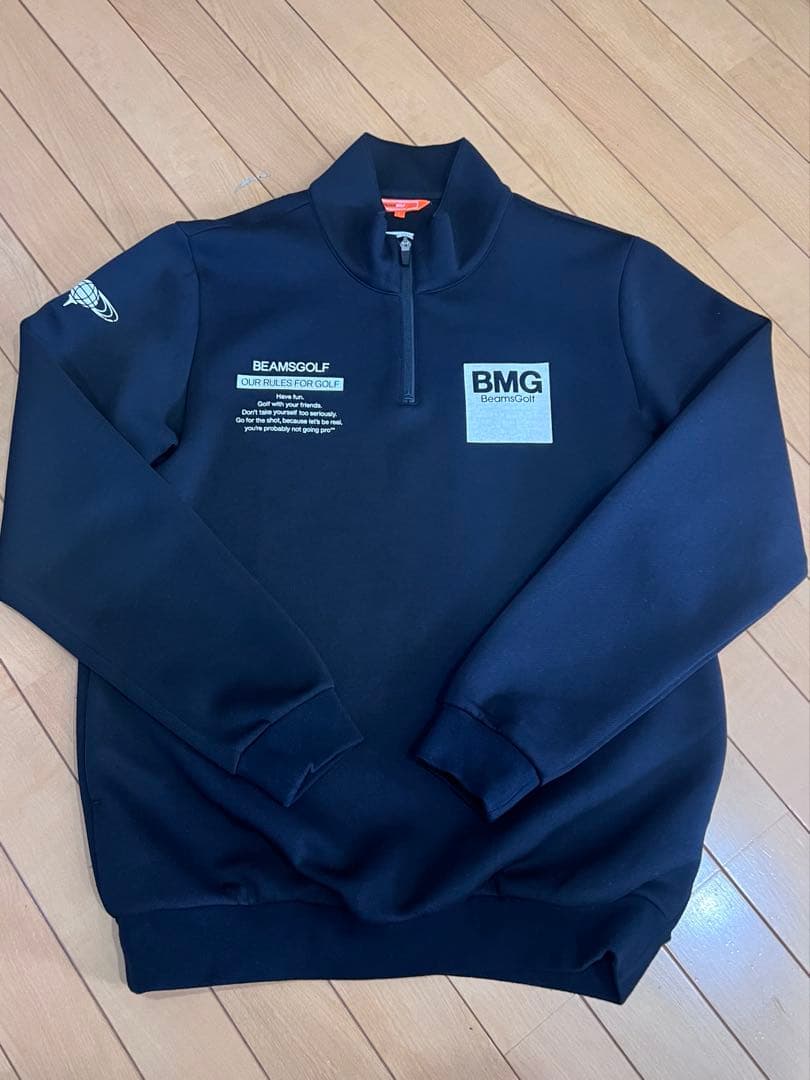 ビームスゴルフ　ハーフジップ ダンボールニット プルオーバー黒L