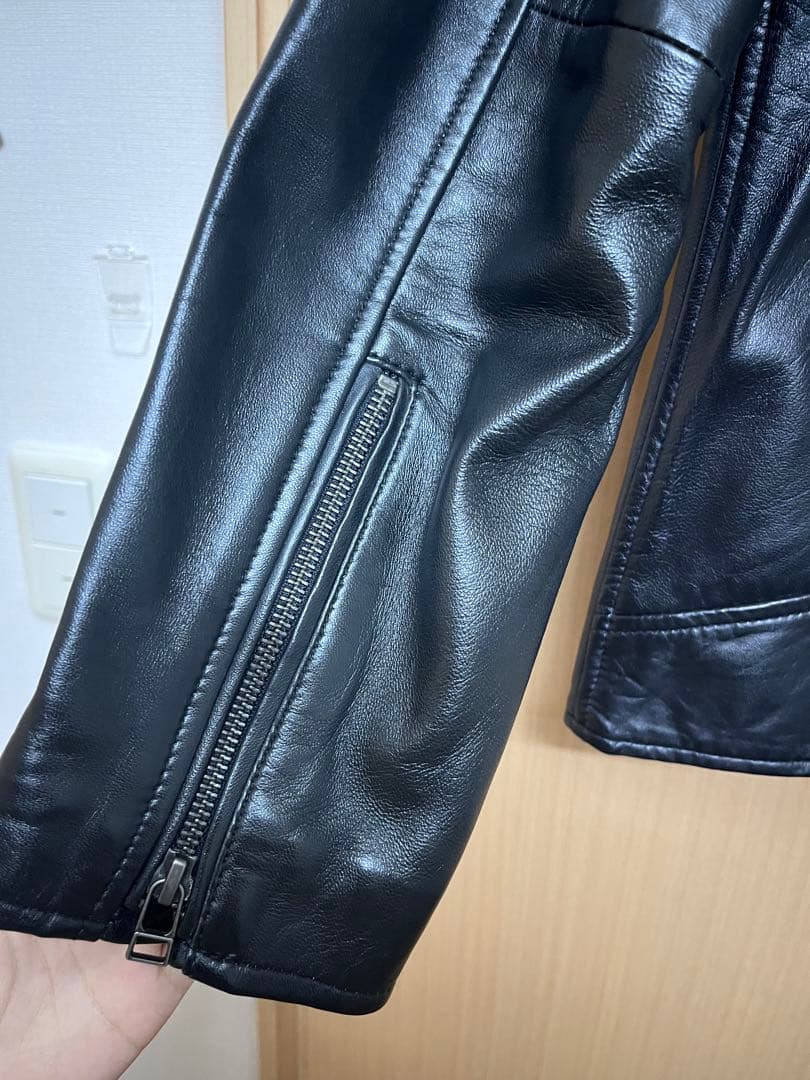 LIUGOO ブラック レザーライダースジャケット