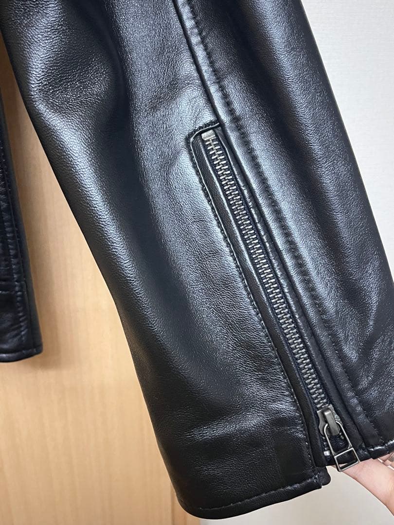 LIUGOO ブラック レザーライダースジャケット