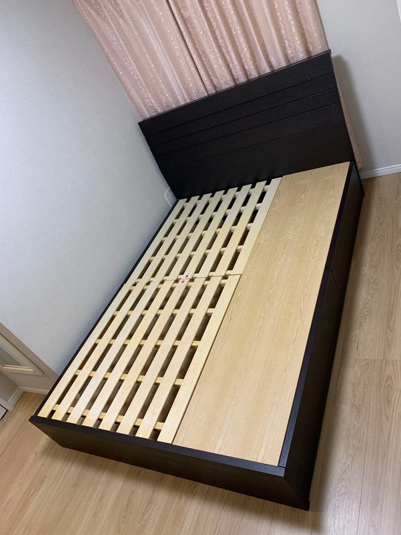 ニトリ 収納付 ダブルベッドフレーム ダークブラウン