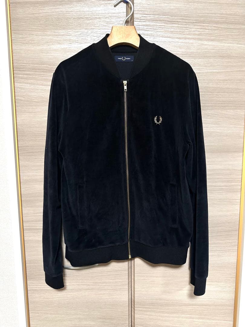 美品　フレッドペリー ベロア ジャケット 黒 金ロゴ M ユニセックス 希少