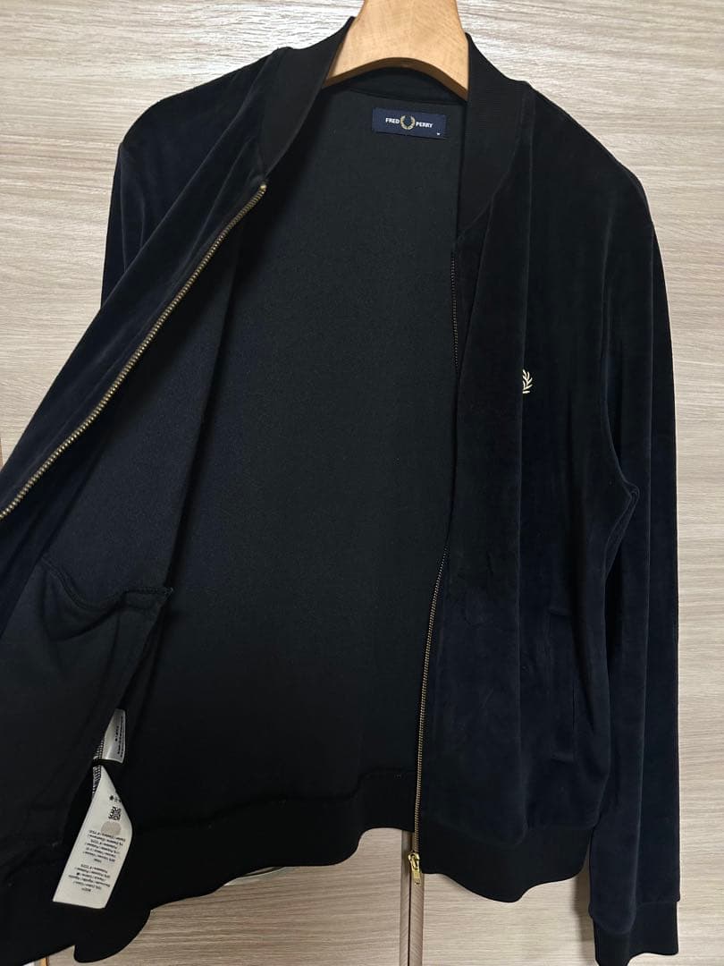 美品　フレッドペリー ベロア ジャケット 黒 金ロゴ M ユニセックス 希少