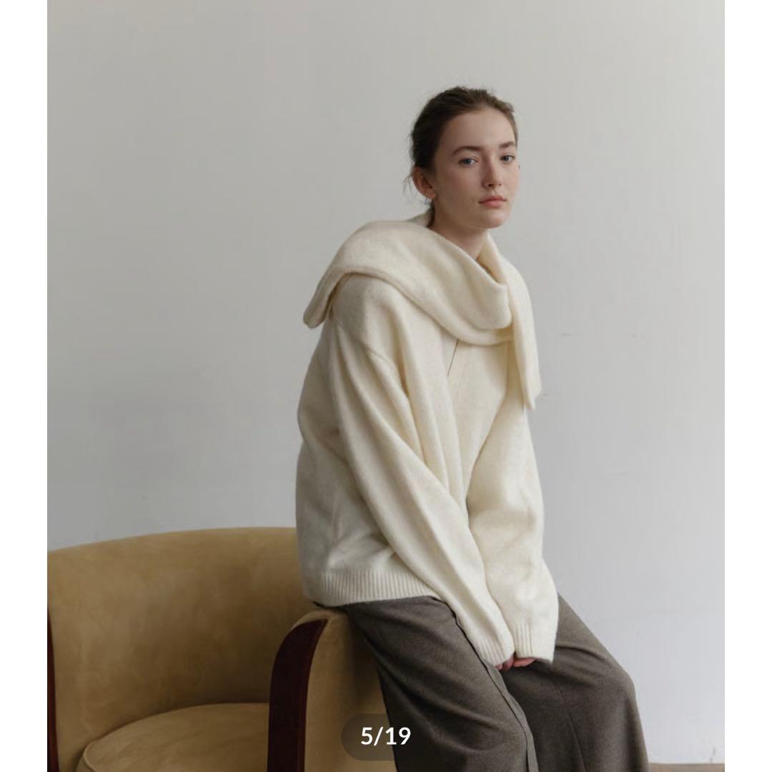 naeアルパカカーディガン ホワイトAlpaca Cardigan