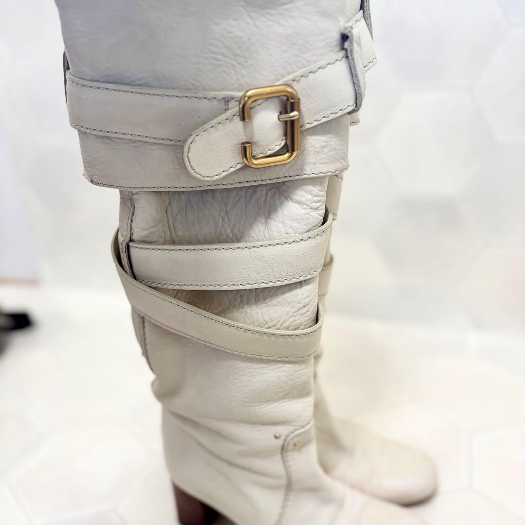 希少◆名作デザイン【Chloe】パディントンライン ロングブーツ 白 23.5