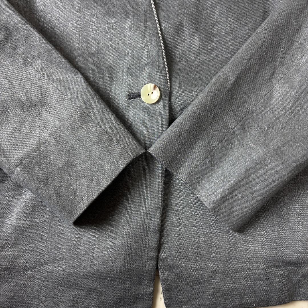 シップス S リネン混 ノーカラー パンツスーツ セットアップ 36 グレー