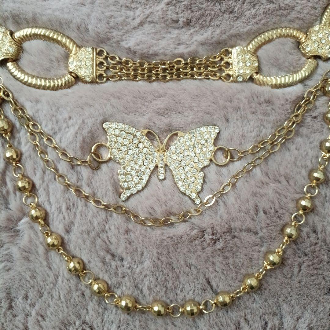 d.i.a 蝶モチーフ ストーン装飾 ベルト