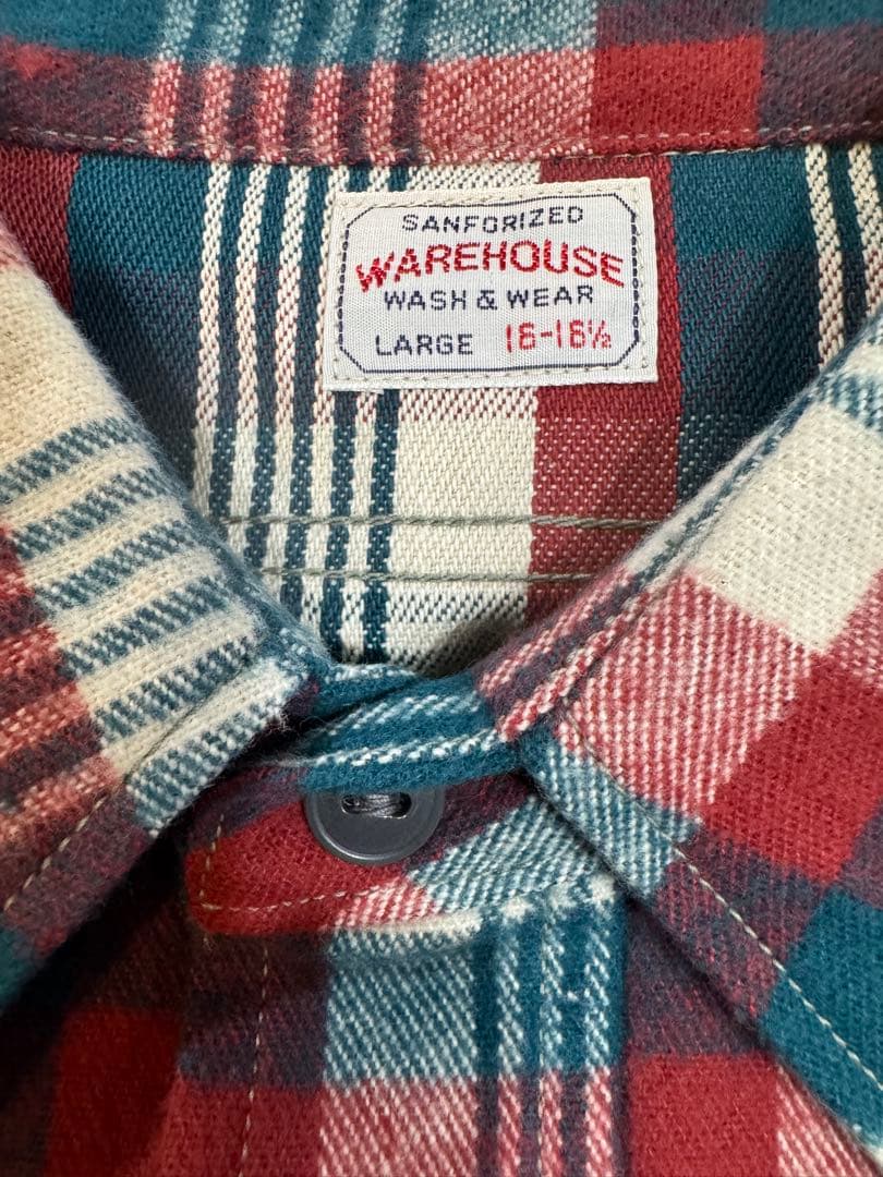 ウエアハウス　プリントチェックネルシャツ