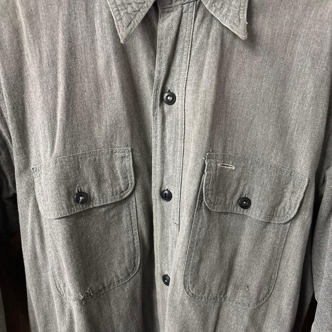 40s FIVE BROTHER”ブラックシャンブレー”黒シャン マチ付 シャツ