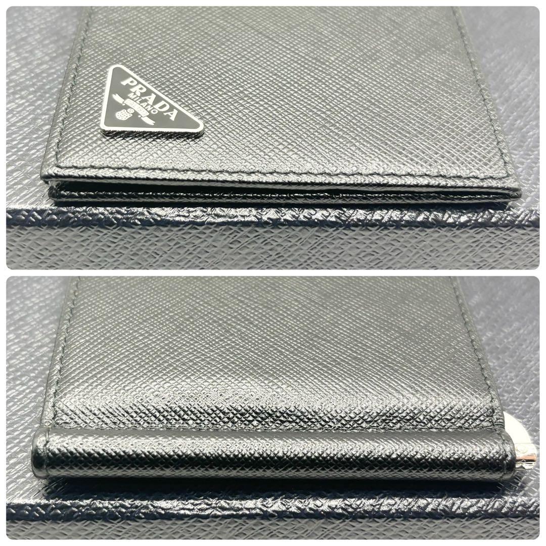 ✨未使用✨ICタグ✨PRADA マネークリップ　サフィアーノ　三角ロゴ　ブラック