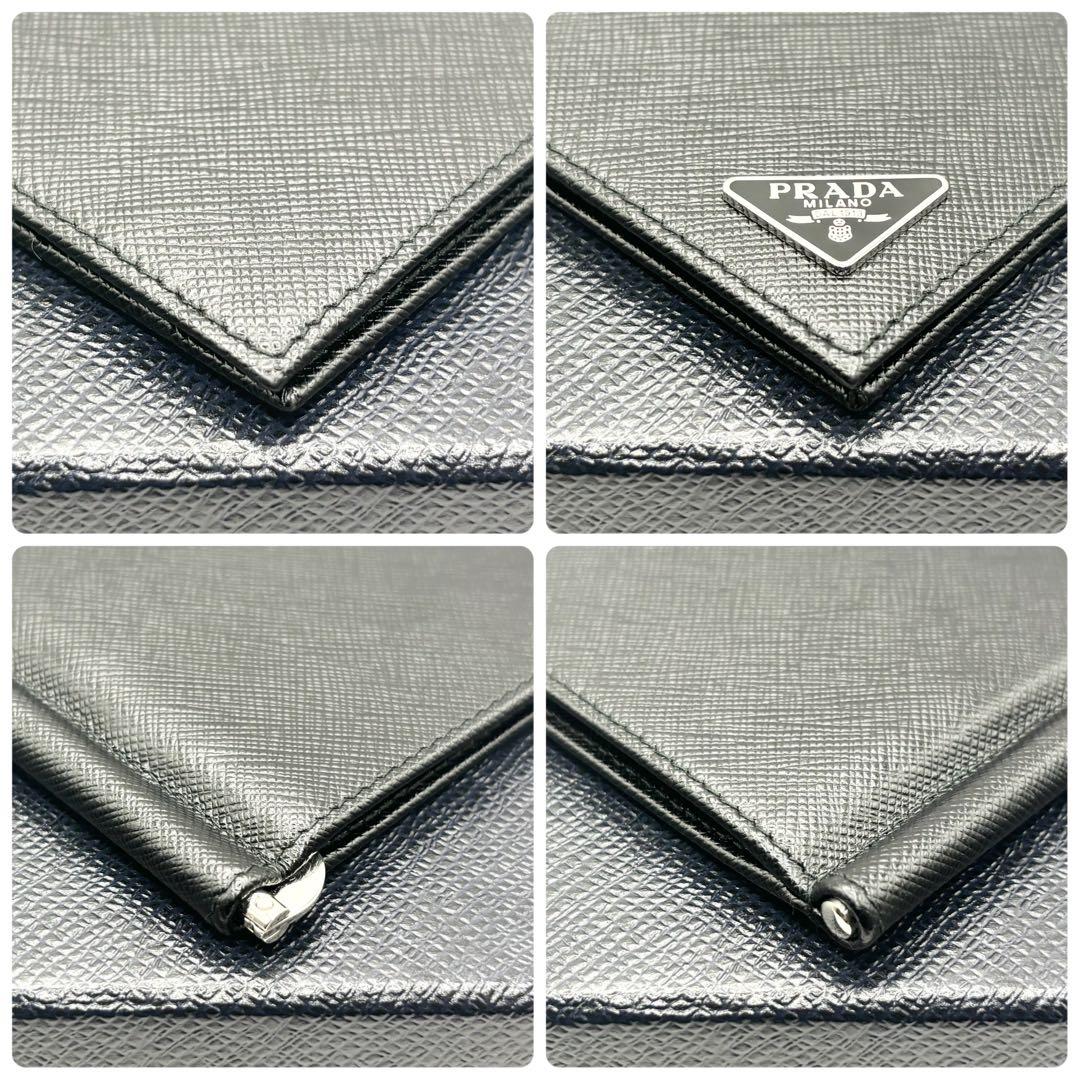 ✨未使用✨ICタグ✨PRADA マネークリップ　サフィアーノ　三角ロゴ　ブラック