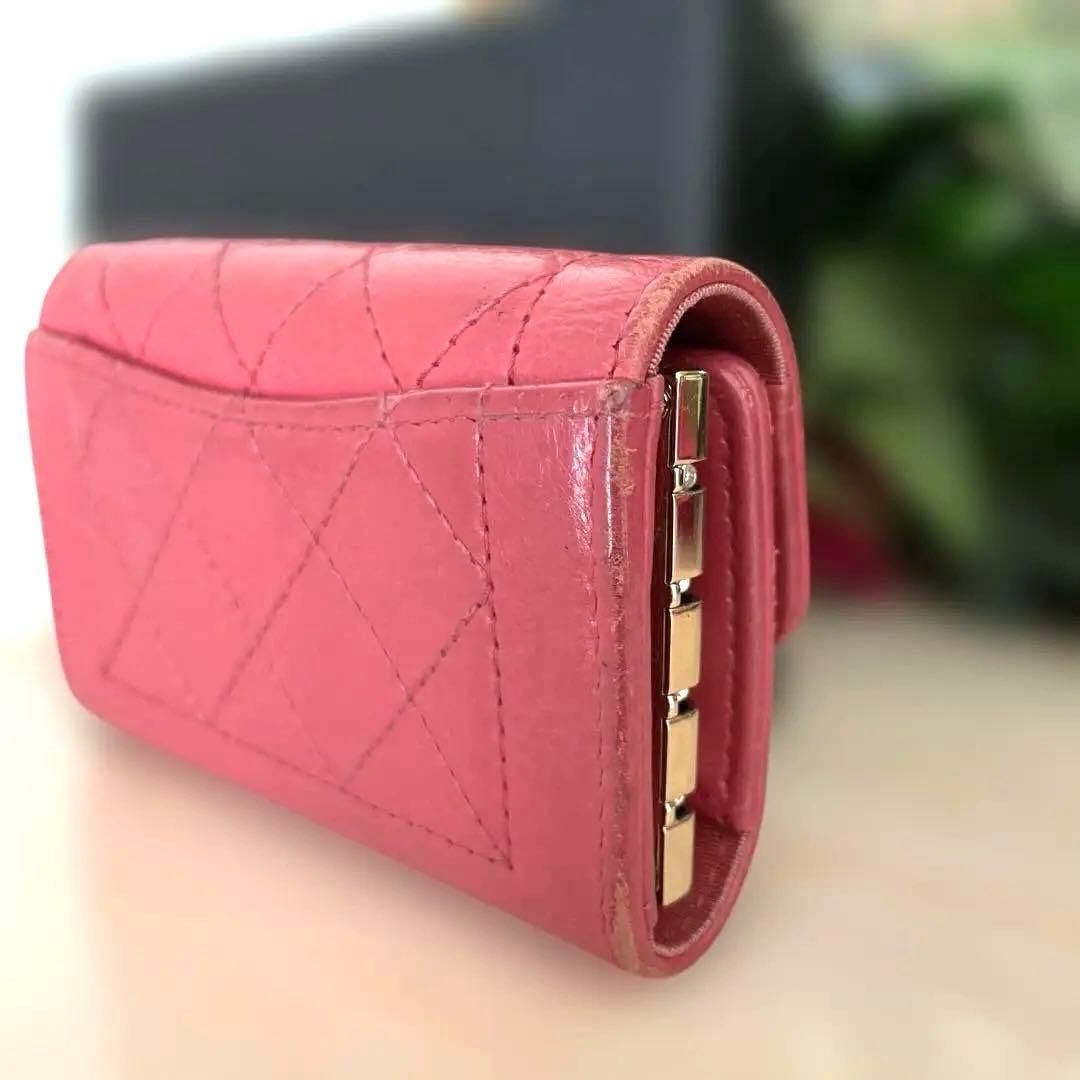 CHANEL キルティング レザーキーケース ピンク
