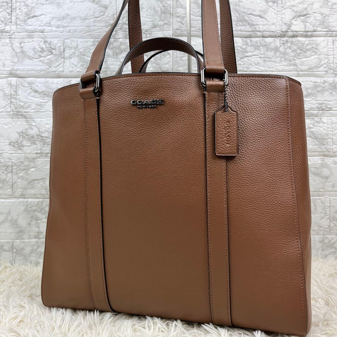 【未使用級】コーチ ビジネスバッグ ハドソン ダブルハンドル レザー