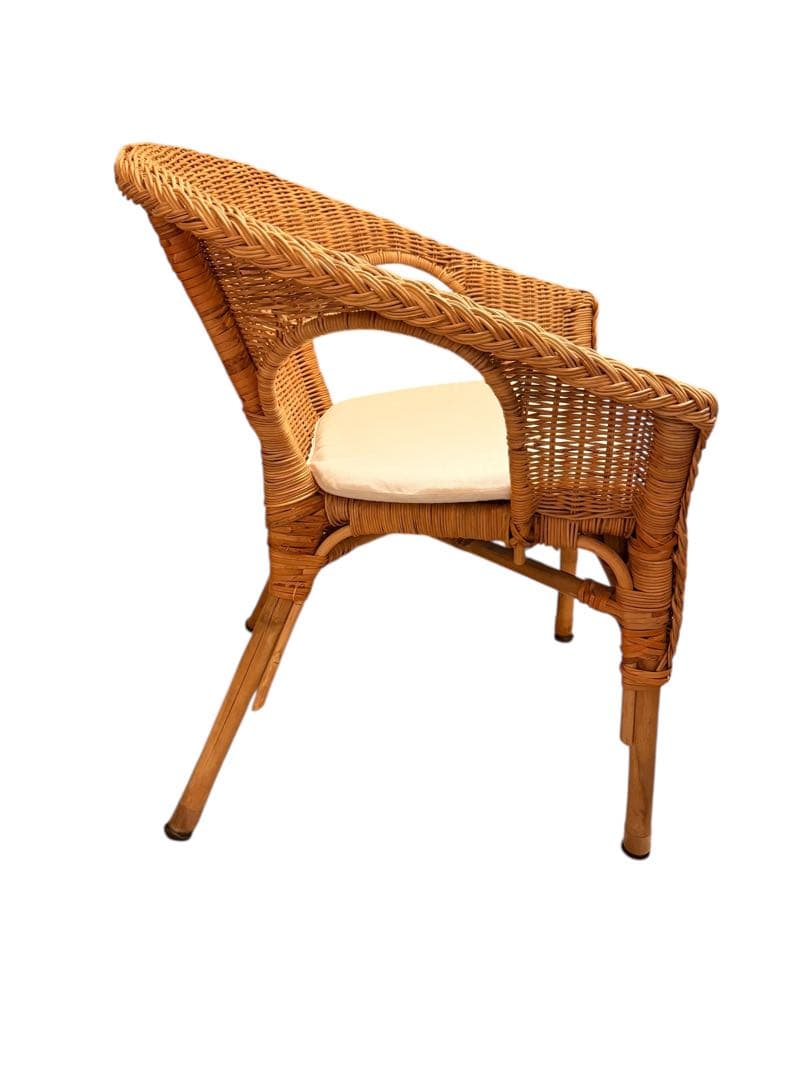 IKEA AGEN アーゲン ラタンチェア ホワイトクッション 藤椅子