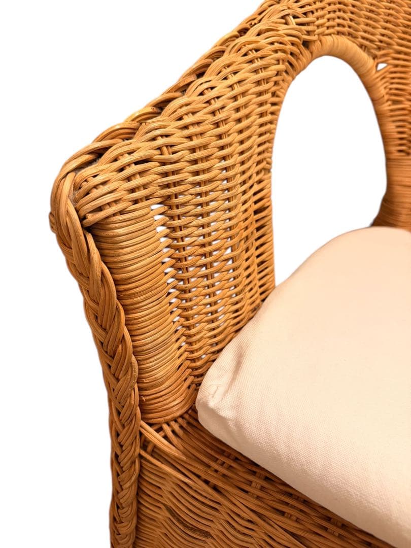 IKEA AGEN アーゲン ラタンチェア ホワイトクッション 藤椅子