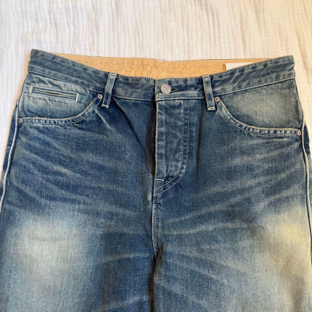 美品☆ミナペルホネンalwaysデニム ワイドパンツブルー 40