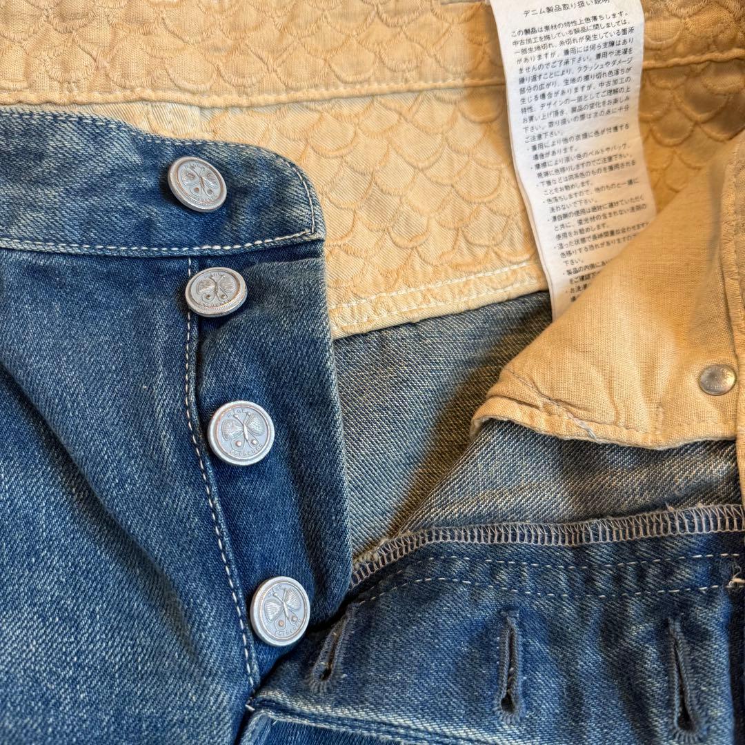 美品☆ミナペルホネンalwaysデニム ワイドパンツブルー 40