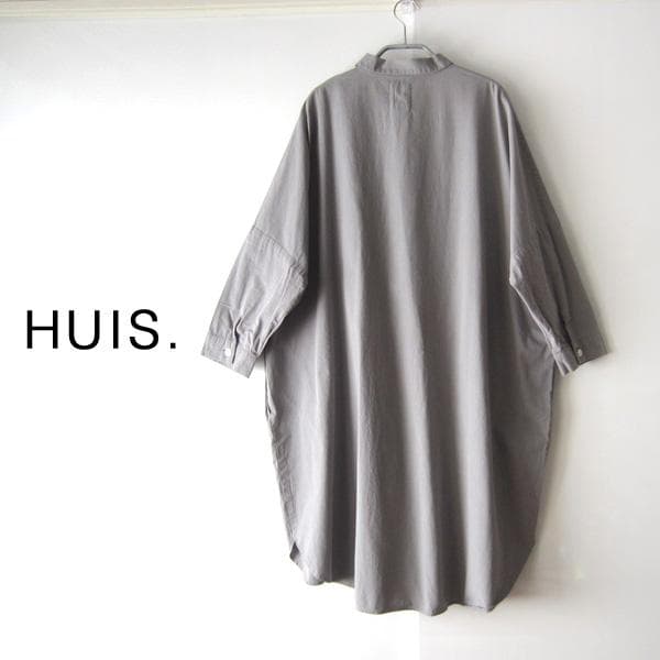 e*7様 美品　HUIS.／ハウス★　コットン　ロングシャツ　グレー　F