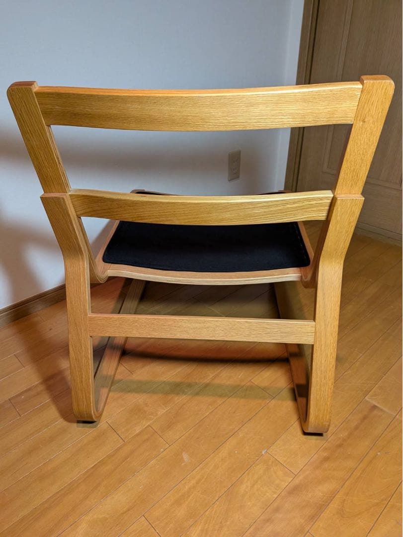 ■HT■無印良品リビングでもダイニングでもつかえるソファチェア 紺色オーク