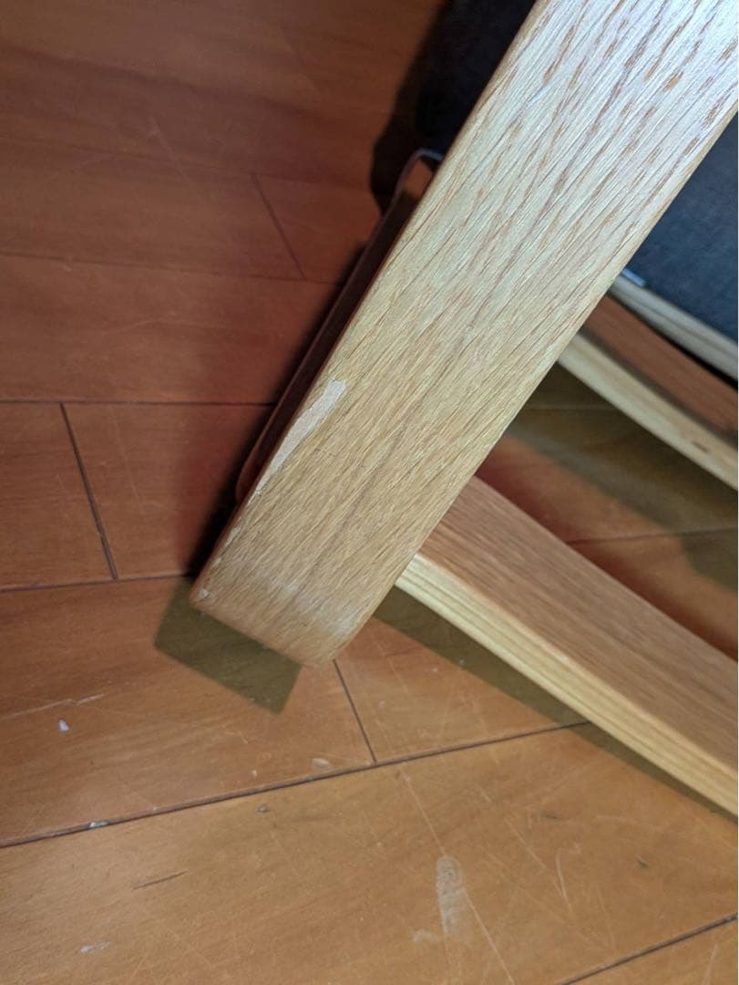 ■HT■無印良品リビングでもダイニングでもつかえるソファチェア 紺色オーク