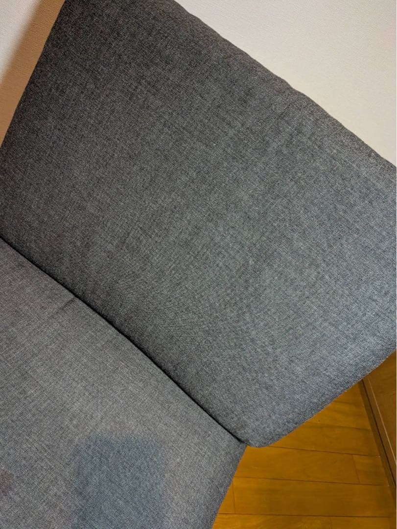 ■HT■無印良品リビングでもダイニングでもつかえるソファチェア 紺色オーク