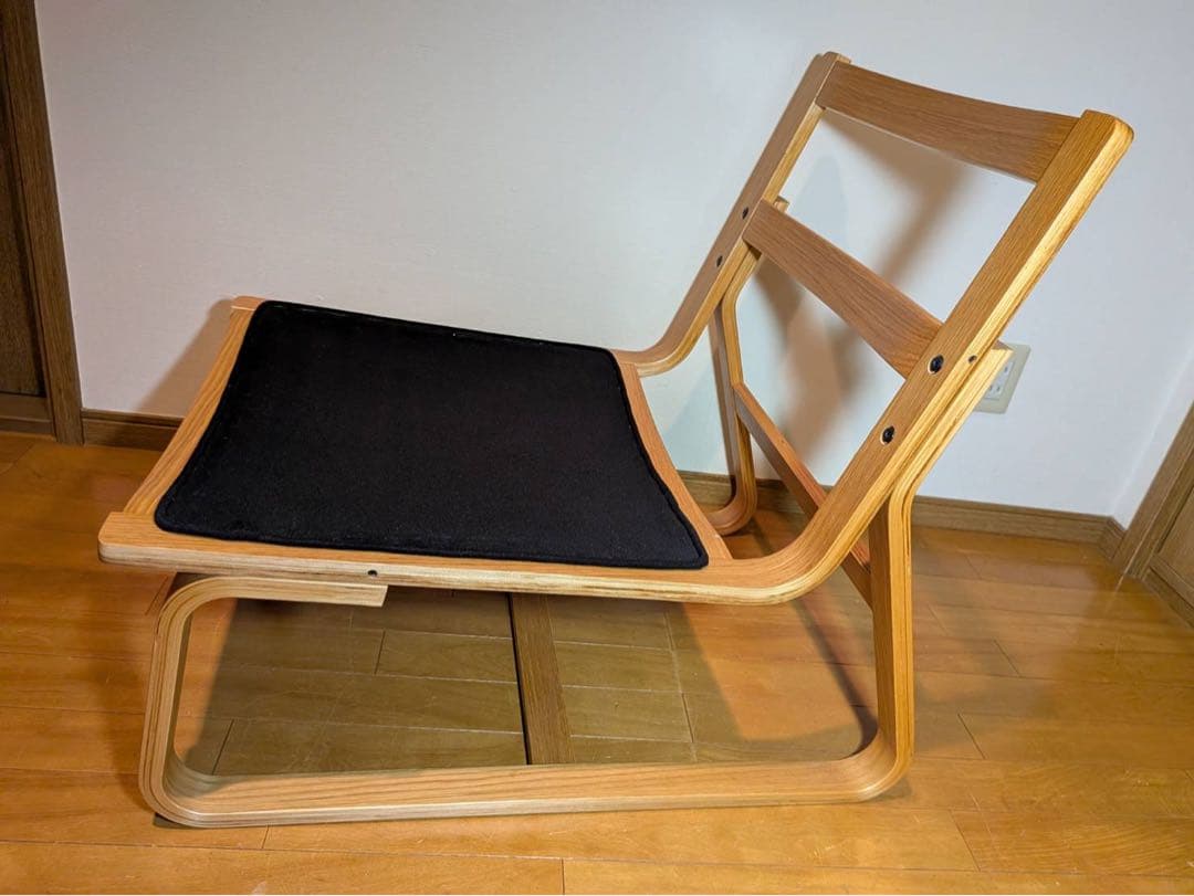 ■HT■無印良品リビングでもダイニングでもつかえるソファチェア 紺色オーク