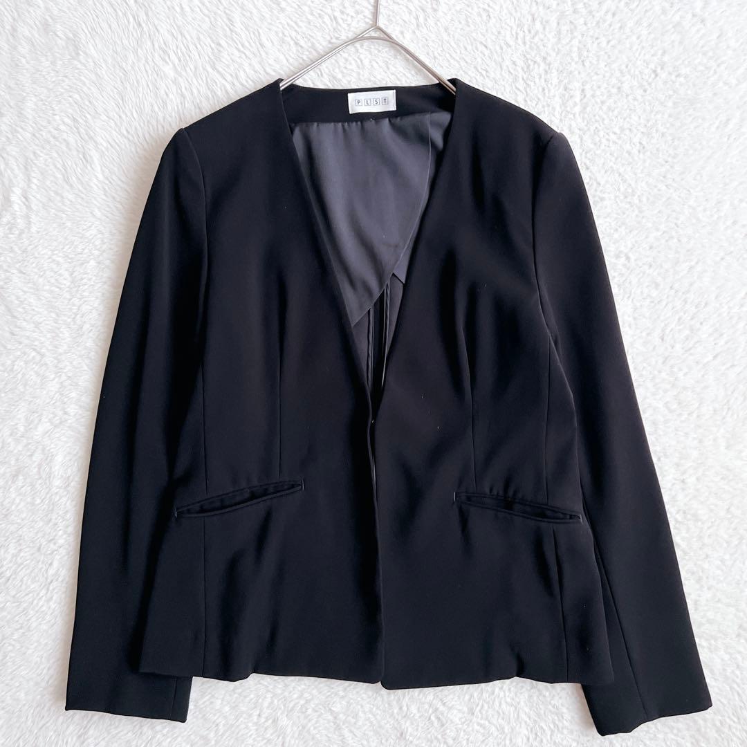美品✨プラステ ノーカラージャケット パンツスーツ セットアップ ブラック L