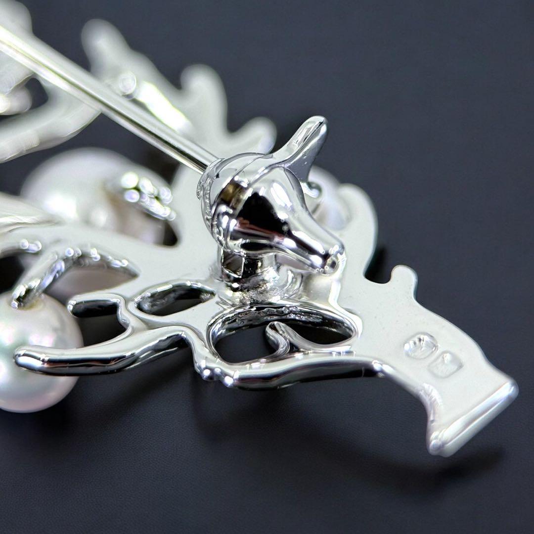 【未使用】ミキモト　ブローチ　コサージュ　アコヤ　パール　本真珠　リーフ