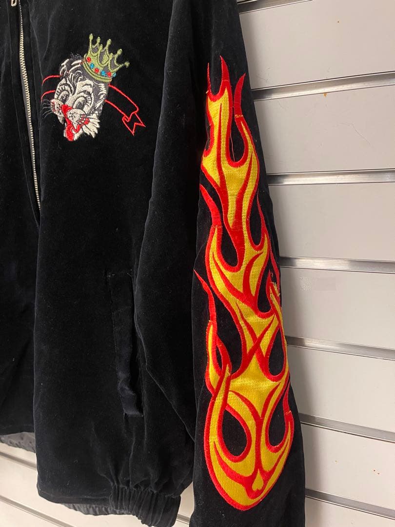 80s★ビンテージ★STRAY CATS ベロアジャケット OPTIジップ！