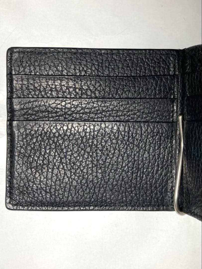 良品　グッチ　グッチロゴ　レザー　マネークリップ付き　カードケース　ブラック