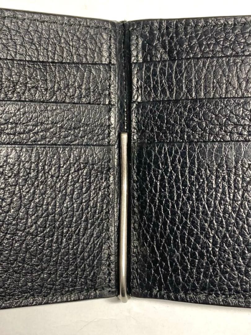 良品　グッチ　グッチロゴ　レザー　マネークリップ付き　カードケース　ブラック