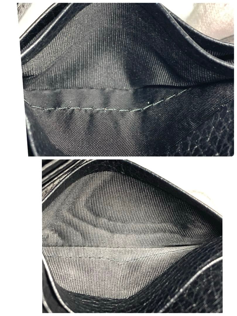 良品　グッチ　グッチロゴ　レザー　マネークリップ付き　カードケース　ブラック