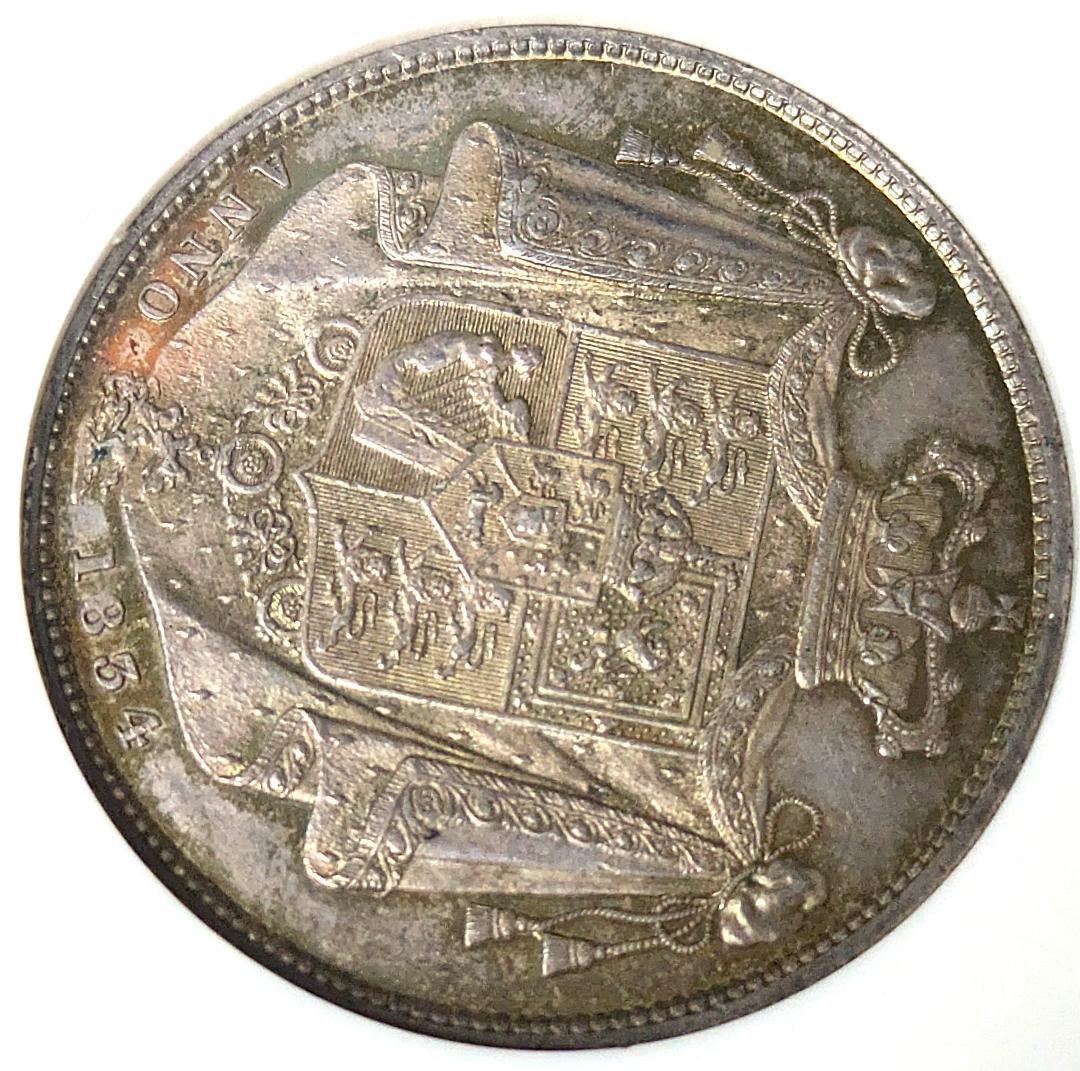 1834年 イギリス ハーフクラウン銀貨 WW Script NGC AU58