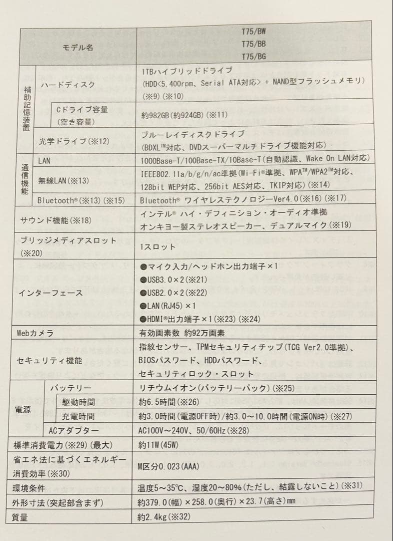 dynabook T75 PT75BGP-BJA2 15.6型 サテンゴールド