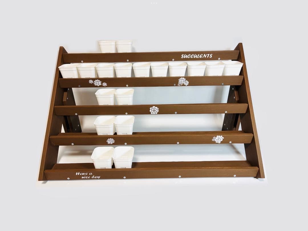 多肉棚　5段ワイド80cm木製プランターラック　チョコレートブラウン