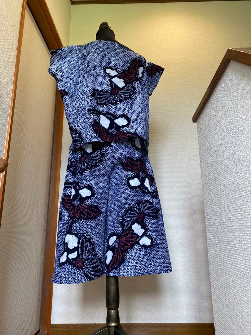 絞り浴衣リメイク　セットアップ