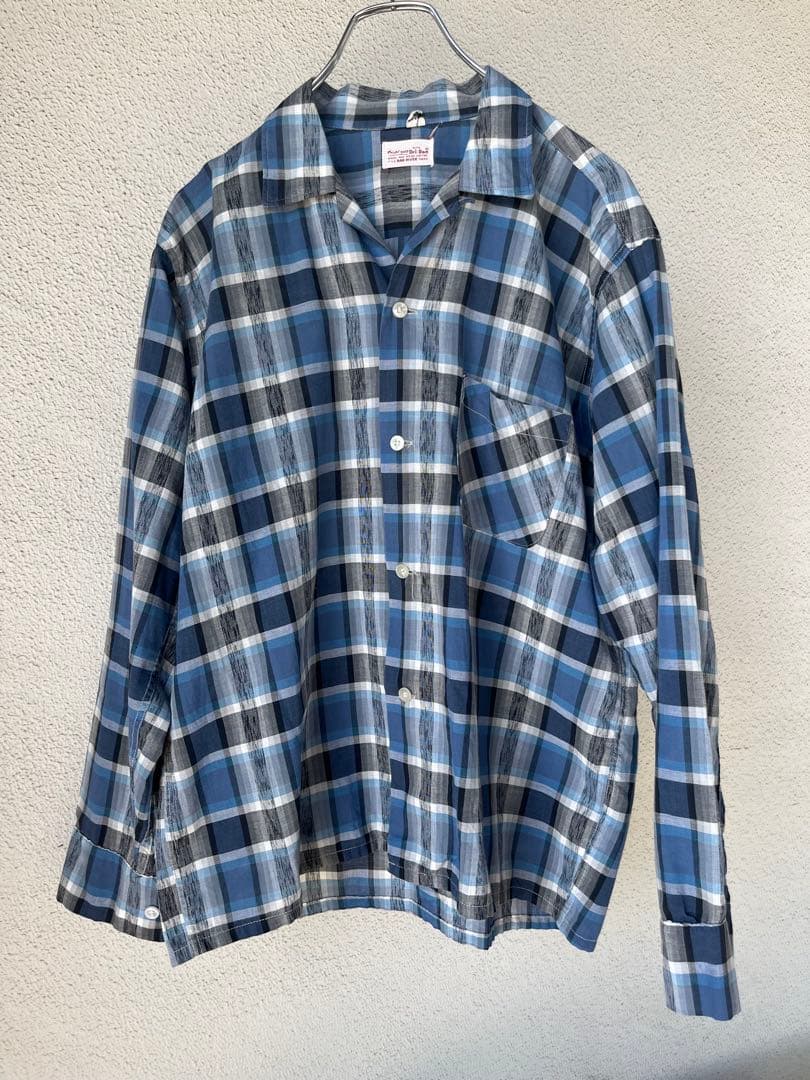 60s vintage Dri-Don 青系チェック Mサイズ 長袖シャツ