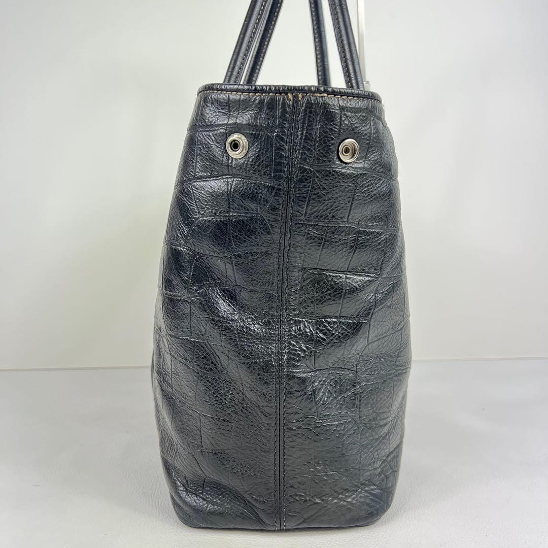 【クロコ型押し✨】 バーニーズニューヨーク レザー トートバッグ ビジネス 黒